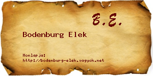 Bodenburg Elek névjegykártya